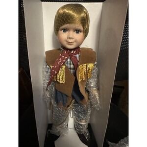 Collector's Cowboy 1990s Porcelain‎  Doll 18" Western -vintage